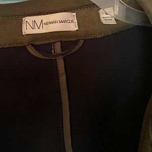 NEIMAN MARCUS Suede Green Coat with Belt&buttons